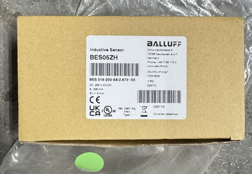 BALLUFF BARU BES05ZH / BES 516-200-S8 Sn=2mm 20-250V AC/DC BES516200S8 2.875"