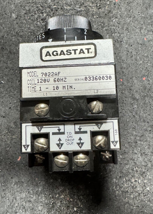 RELÉ DE TEMPORIZACIÓN AGASTAT 7022AF NUEVO SIN USAR TEMPORIZADOR DE RETARDO DE 1 A 10 MIN