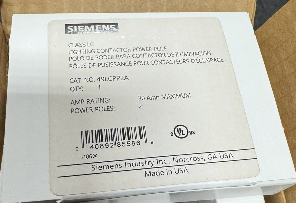 49LCPP2A SIEMENS CLASS LC LIGHT CONTACTOR 2 TIANG NO 30 AMP