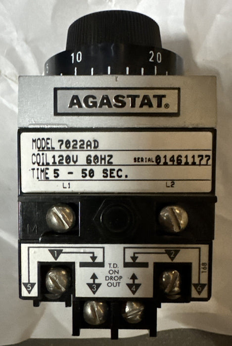RELÉ DE TEMPORIZACIÓN AGASTAT 7022AD NUEVO SIN USAR TEMPORIZADOR DE 5 A 50 SEGUNDOS