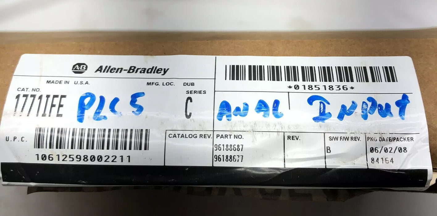 Módulo de entrada analógica PLC-5 1771-IFE C Nuevo en caja Allen Bradley 1771-lFE/C 2008