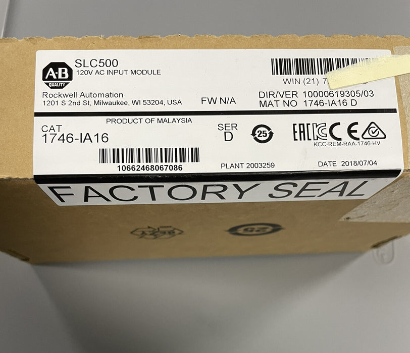 1746-IA16 Nuevo módulo de entrada Allen Bradley SLC 500 SELLADO NIB PLC AB 1747-IA16