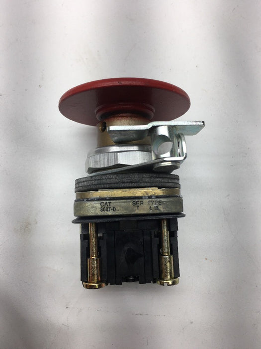 Botón pulsador Allen Bradley 800T-D6LQD2 con cabeza de hongo jumbo, 1 NC, pestaña de bloqueo roja