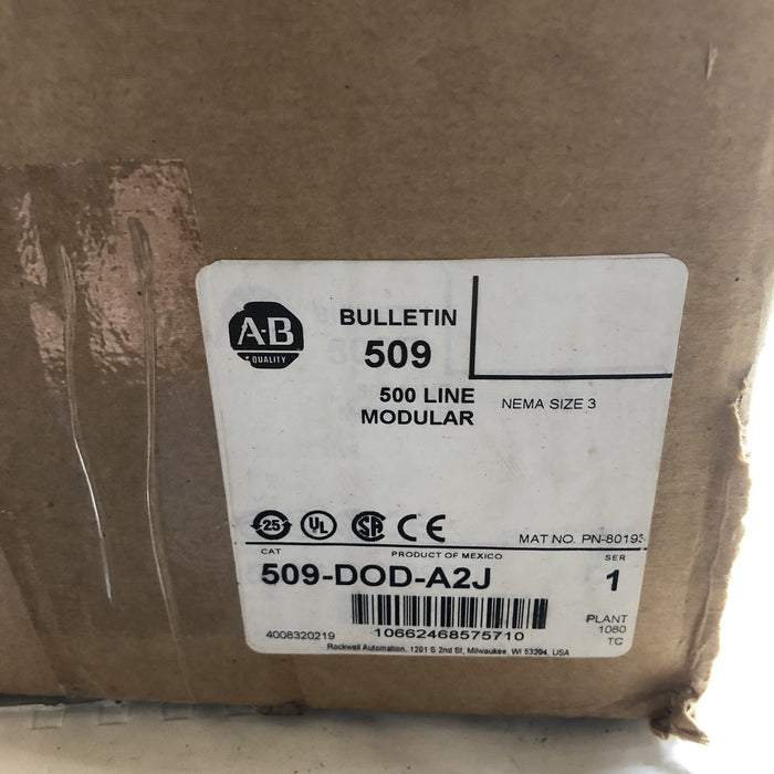 NUEVO ARRANCADOR DE MOTOR MODULAR ALLEN-BRADLEY 509-DOD-A2J LÍNEA 500 SELLADO 80193 TAMAÑO 3