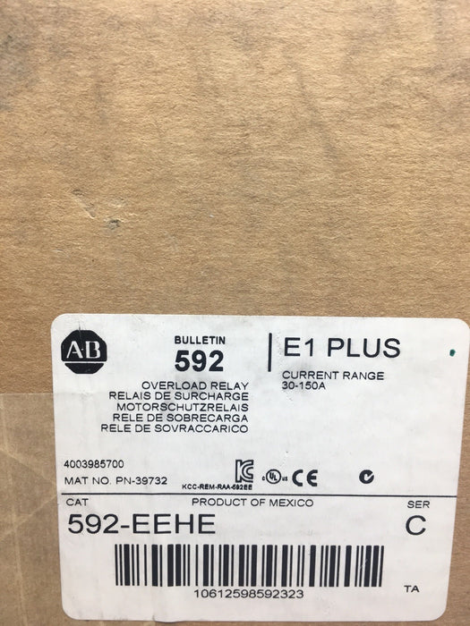 BARU Dalam Peti Allen Bradley 592-EEHE SER C E1 PLUS Relay Lebihan Julat 30-150 Amp