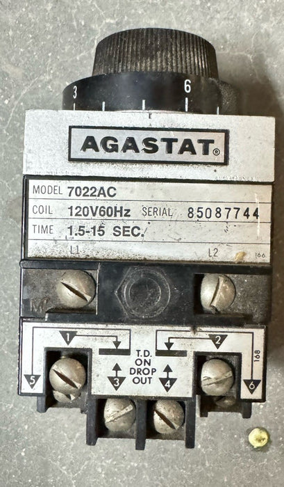 RELÉ DE TEMPORIZACIÓN AGASTAT 7022AC NUEVO SIN USAR TEMPORIZADOR DE 1,5 A 15 SEGUNDOS