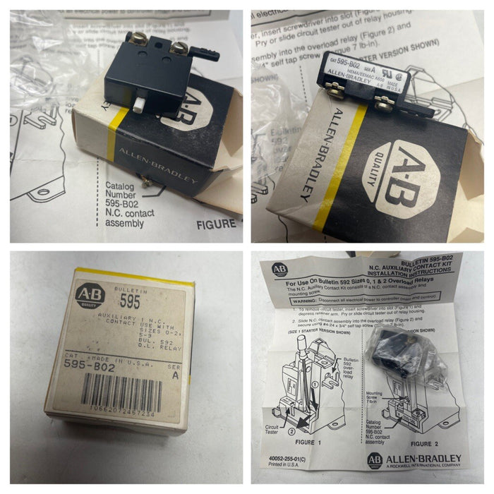 BARU ALLEN-BRADLEY 595-B02 SER A MOTOR STARTER AUXILIARY CONTACT AUX NC NIB