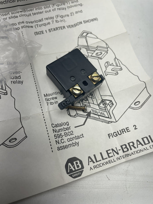 BARU ALLEN-BRADLEY 595-B02 SER A MOTOR STARTER AUXILIARY CONTACT AUX NC NIB