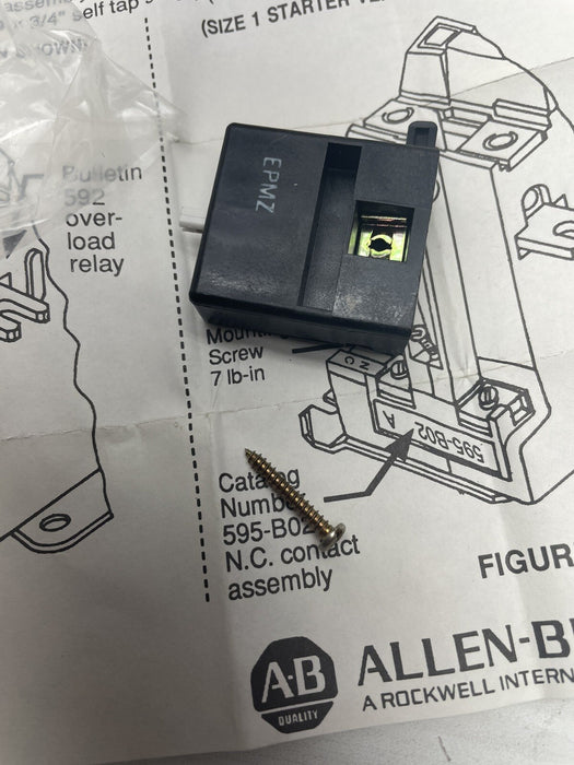 BARU ALLEN-BRADLEY 595-B02 SER A MOTOR STARTER AUXILIARY CONTACT AUX NC NIB