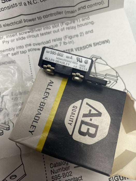 BARU ALLEN-BRADLEY 595-B02 SER A MOTOR STARTER AUXILIARY CONTACT AUX NC NIB
