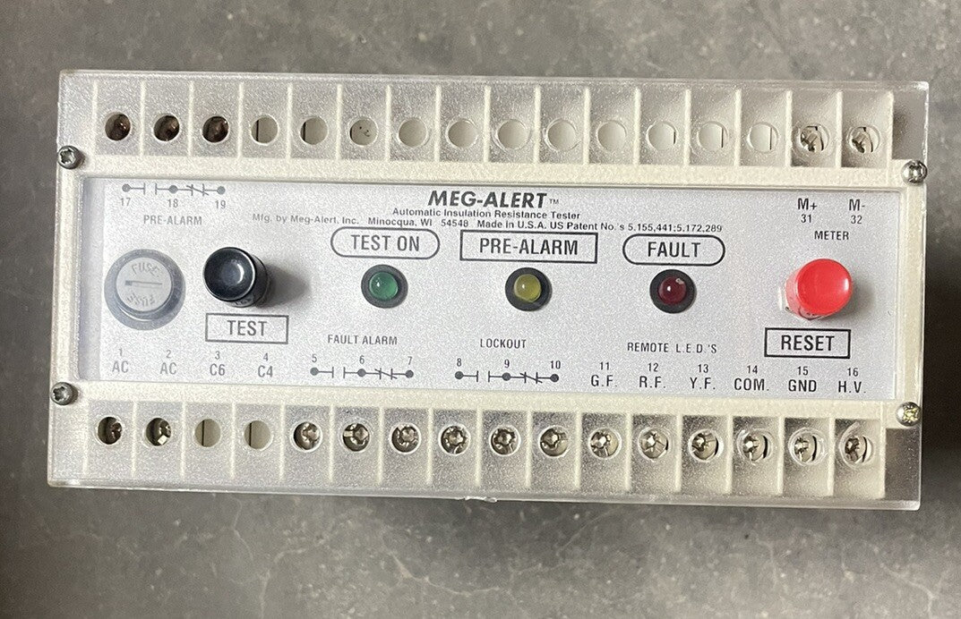 GP500-M MEG ALERT COMPROBADOR DE AISLAMIENTO AUTOMÁTICO NUEVO SIN USAR SALIDA DE 500 VCC DISPARO DE 1,5 M
