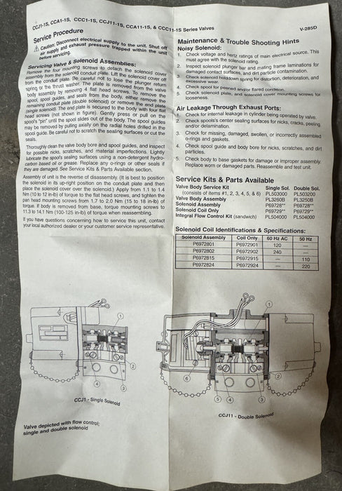 CCJ125B01 VÁLVULA SOLENOIDE DE FUELLE PARKER SCHRADER 1/4" NPT 120 V CA VAC-150 NEUMÁTICA