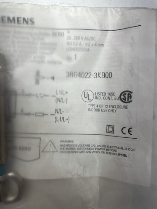 NUEVO SELLADO SIEMENS 3RG4022-3KB00 INDUCTIVO PROX CILÍNDRICO 20-265 VCA/CC NO
