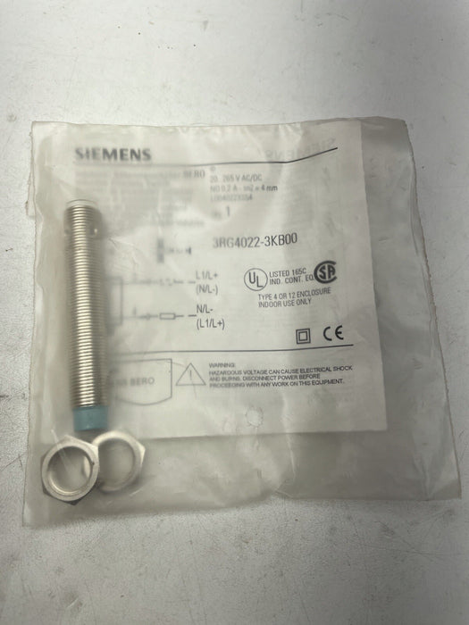 NUEVO SELLADO SIEMENS 3RG4022-3KB00 INDUCTIVO PROX CILÍNDRICO 20-265 VCA/CC NO