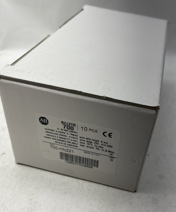 NUEVO PAQUETE DE 10 ALLEN-BRADLEY 700-HN221 BASE DE RELÉ/ENCHUFE DE 5 HOJAS ICE CUBE AB