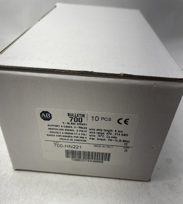 NUEVO PAQUETE DE 10 ALLEN-BRADLEY 700-HN221 BASE DE RELÉ/ENCHUFE DE 5 HOJAS ICE CUBE AB