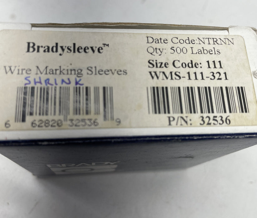 NUEVO MARCADOR DE CABLE DE FUNDA BRADY 32536 wms-111-321 ROLLO DE 500 CNT código de tamaño 111 Etiqueta
