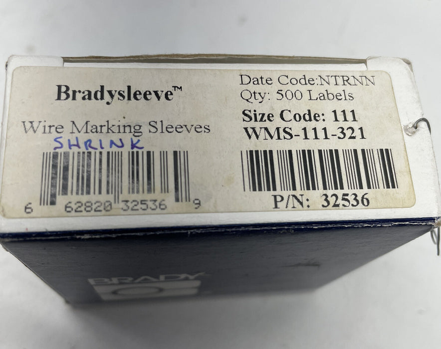 NUEVO MARCADOR DE CABLE DE FUNDA BRADY 32536 wms-111-321 ROLLO DE 500 CNT código de tamaño 111 Etiqueta