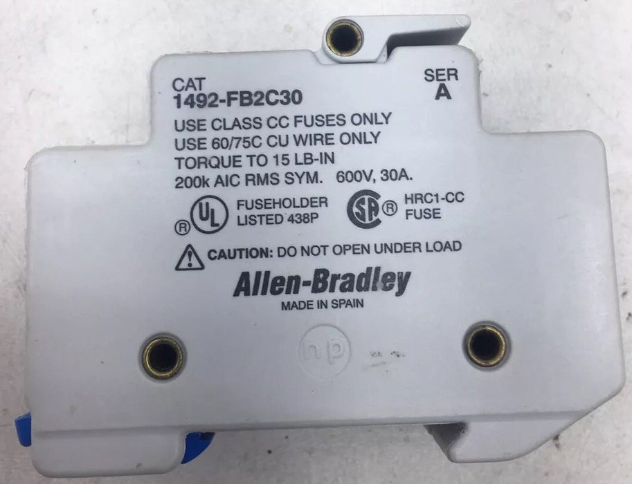 NUEVO ALLEN-BRADLEY 1492-FB2C30 PORTAFUSIBLES DOBLE MONTAJE EN CARRIL DIN