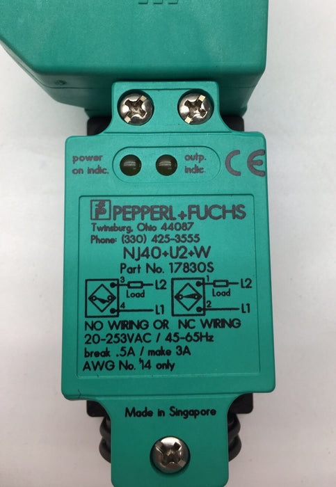 PEPPERL + FUCHS PEPPERL &amp; FUCHS NJ40U2W NJ40+U2+W 5 HALA SENSING HEAD PROX SWITCH