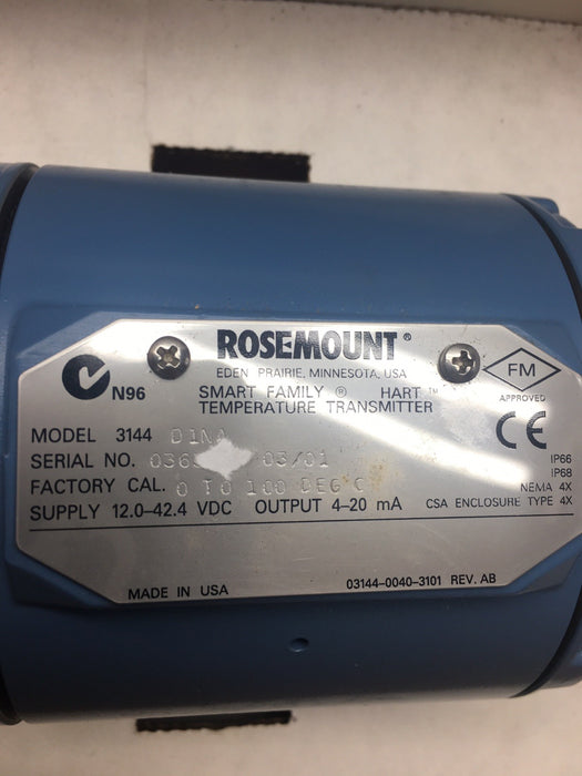 NUEVO TRANSMISOR DE TEMPERATURA ROSEMOUNT EMERSON 3144 D1NA NIB