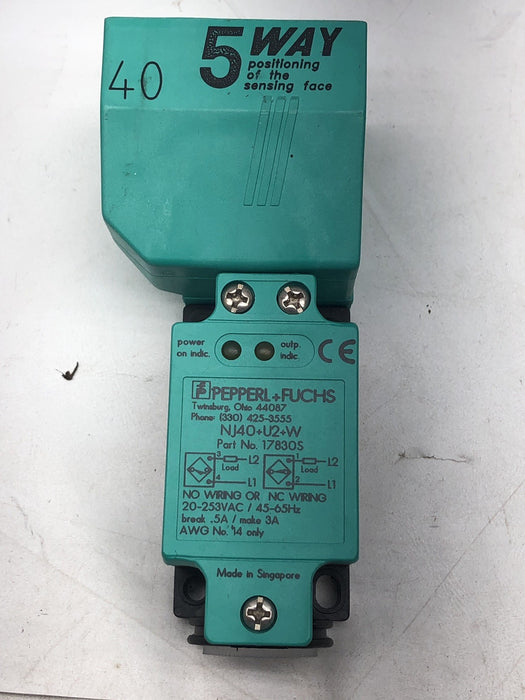 PEPPERL + FUCHS PEPPERL &amp; FUCHS NJ40U2W NJ40+U2+W 5 HALA SENSING HEAD PROX SWITCH