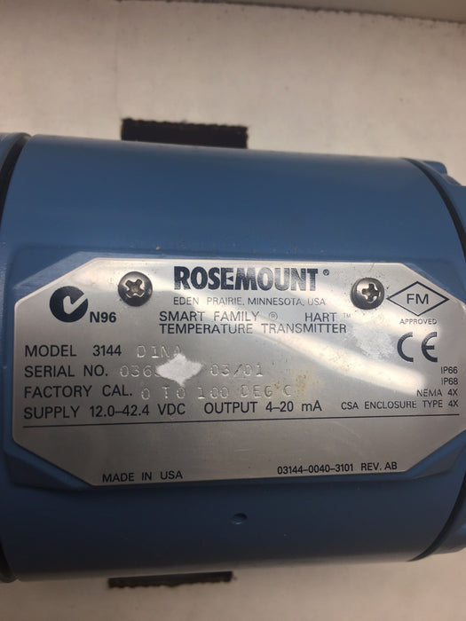 NUEVO TRANSMISOR DE TEMPERATURA ROSEMOUNT EMERSON 3144 D1NA NIB