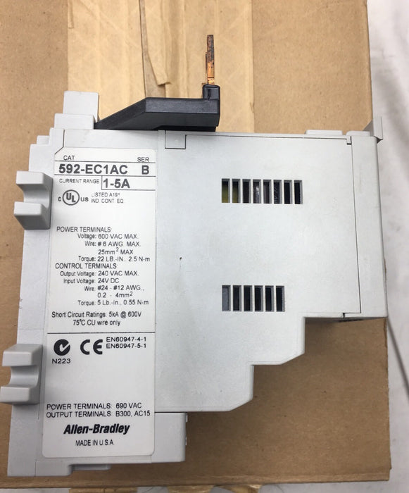New Allen-Bradley 592-EC1AC E3 Geganti Lebihan NIB 1-5A Saiz Nema 0, 1 dan 2