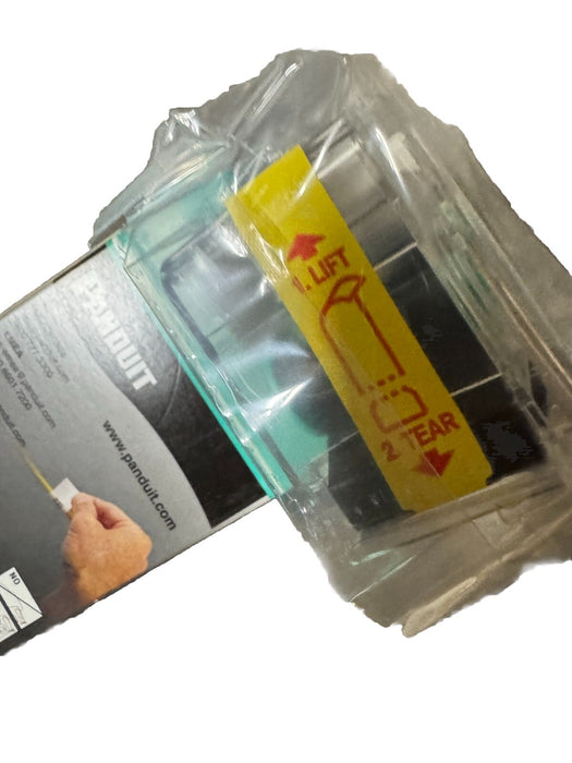 S100X400VAC NEW PANDUIT P1 LABEL CASSETTE 1" X 4.0" X 1" BLACK ON WHITE SELF LAM