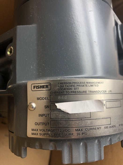 NUEVO 2014 EMERSON 846-738-110611 Transductor 4-20 mA 0,5-18 psi SALIDA I/P I2P
