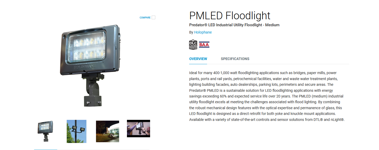 NUEVA LÁMPARA DE LED DE PREDATOR MEDIANA HALOFANA SIN USAR ACUITY PMLED 480 V CA PARA EXTERIORES