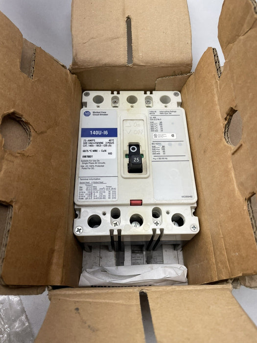 140U NUEVO 140U-I6C3-C25 DISYUNTOR MCCB ALLEN BRADLEY 25 AMP 480 VCA TRIFÁSICO