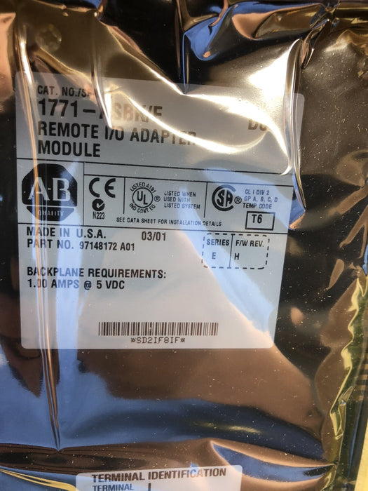 REMAN 1771-ASBK ALLEN-BRADLEY REMOTE I/O ADAPTER MODULE RIO 1771ASB 1771-ASBK/E