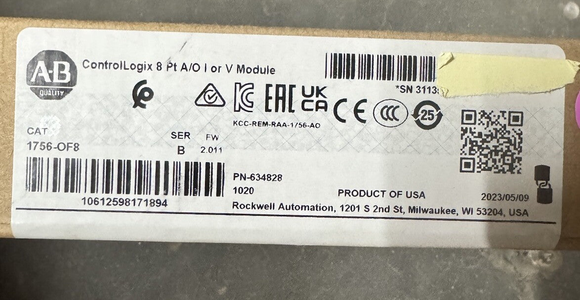 1756-OF8 BAHARU ALLEN BRADLEY Controllogix 8PT ANALOG KELUAR 1756-0F8 634828