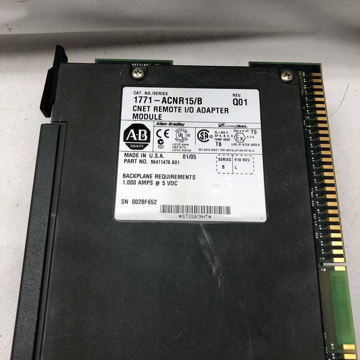 Adaptador de E/S Controlnet 1771-ACNR15 de ALLEN BRADLEY para sistemas PLC-5 1771-ACNR15 B