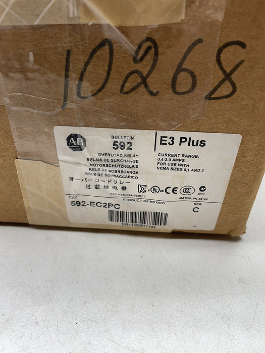 E3 Plus NUEVO 592-EC2PC RELÉ DE SOBRECARGA ALLEN BRADLEY 592EC2PC /C .4-2 Amp NIB