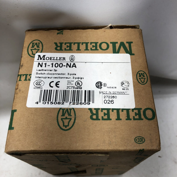 BARU MOELLER N1-100-NA 3-TIANG Acuan KES PUTUS SAMBUNGAN PEMUTUS LITAR 100A EATON