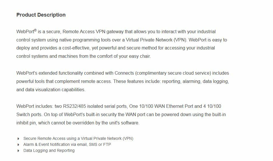 WP-R-ET-SW-0 WebPort NUEVOS CONTROLES DE ESPECTRO SELLADO
