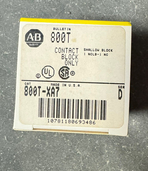 Bloque de contactos Allen Bradley 800T-XA7, bloque superficial, 1 NC (ruptura tardía) - 1 NC