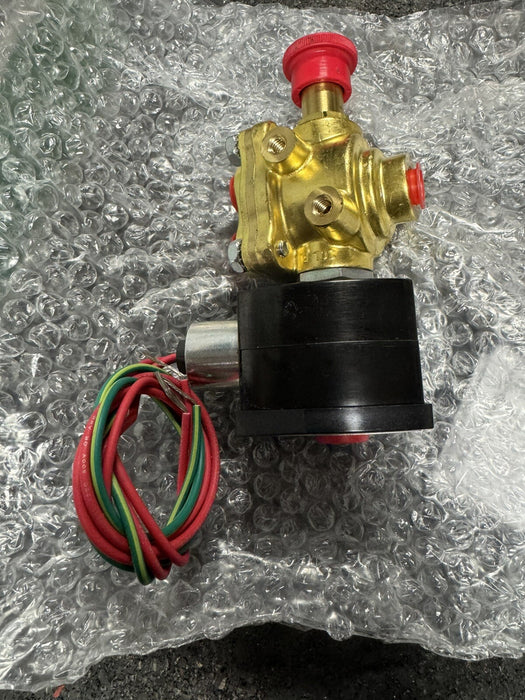 EF8342G001MS NUEVA VÁLVULA ASCO REDHAT DE 120 V, 1/4", 4 VÍAS, 2 SOLENOIDES CON OPERADOR MANUAL