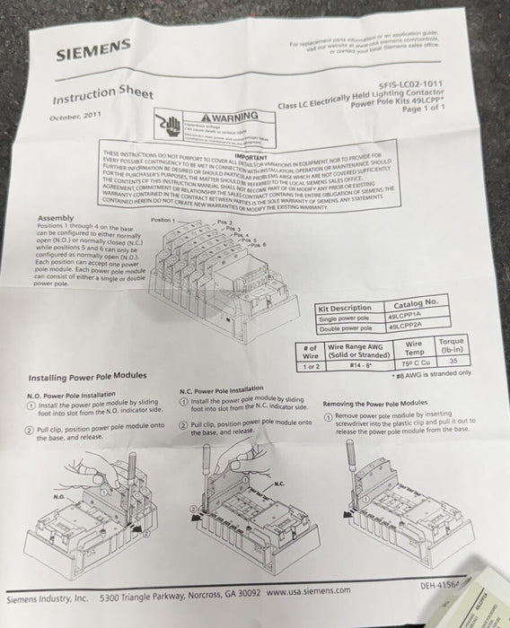 49LCPP2A SIEMENS CLASS LC LIGHT CONTACTOR 2 TIANG NO 30 AMP