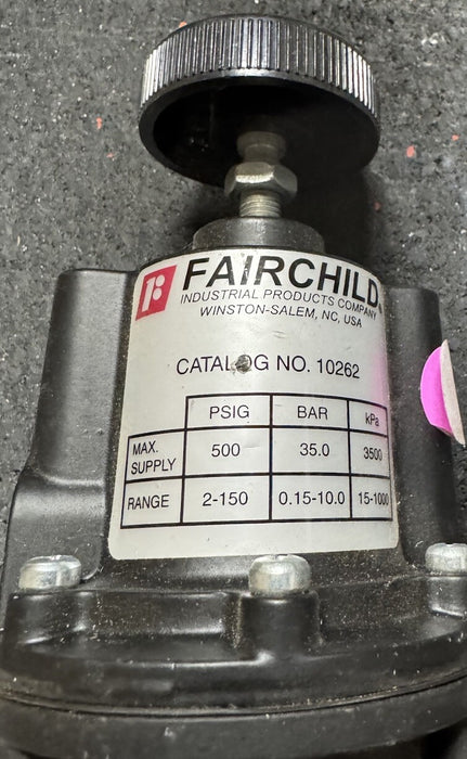 Regulador neumático Fairchild 10262 de 1/4 pulg. Npt, 500 psi, suministro máximo de 2 a 150 psi.