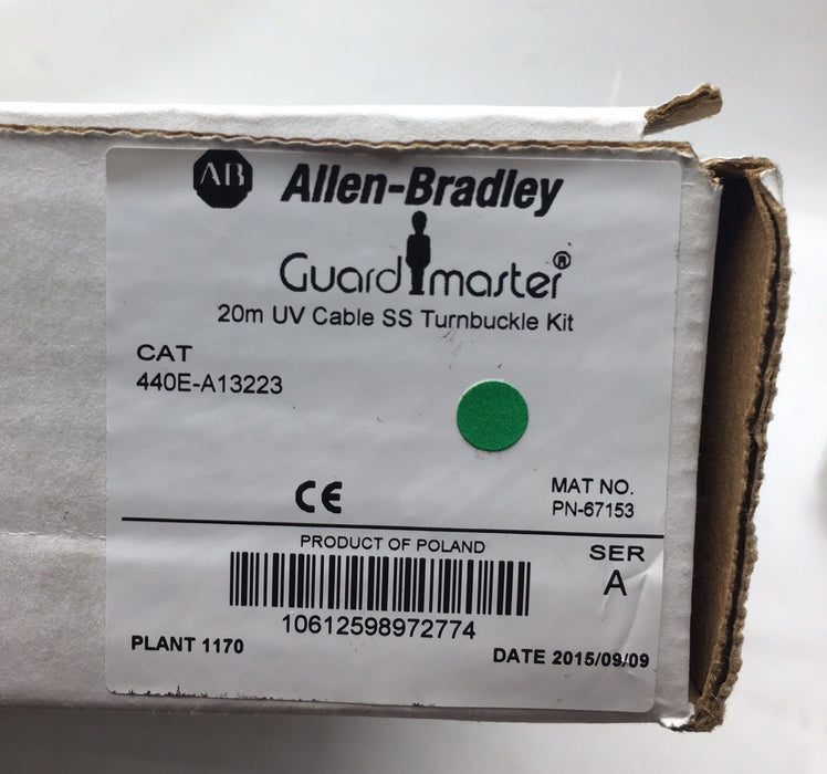 Cable Allen Bradley 440E-A13223 de 20 m y tensor de acero inoxidable para línea de vida