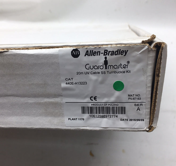 Cable Allen Bradley 440E-A13223 de 20 m y tensor de acero inoxidable para línea de vida