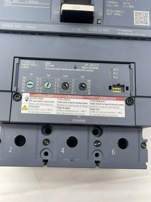 NUEVO SIEMENS 250A MCCB 3VA6325-7HN31-0AA0 ETU350 LSI 3ZW1012-1VA23-1AA0
