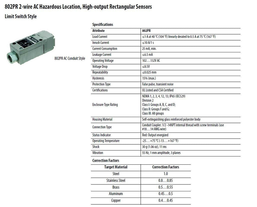 NUEVO ALLEN BRADLEY 802PR-LBAH1/E Interruptor de proximidad CA/CC