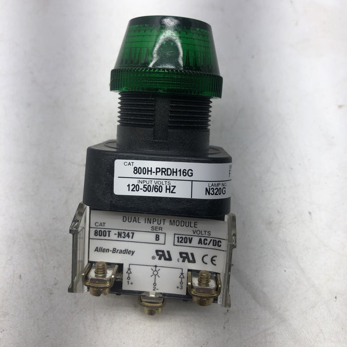 NUEVA LUZ PILOTO ALLEN BRADLEY 800H-PRDH16G DE DOBLE ENTRADA, ALTA VISIBILIDAD, VERDE, 120 V