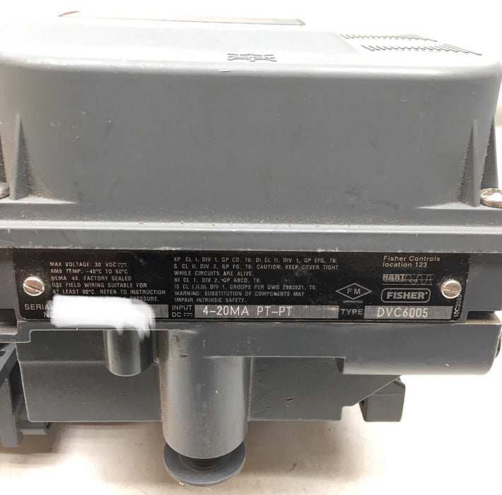Fisher BARU FIELDVUE DVC6005 PNEUMATIC VALVE POSITIONER 4-20ma INPUT PT-PT NNB