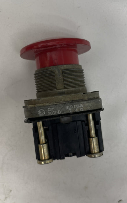 Allen Bradley 800T-D Botón pulsador de cabeza roja 1 NC Rojo FALTAN ARANDELAS Y TUERCA