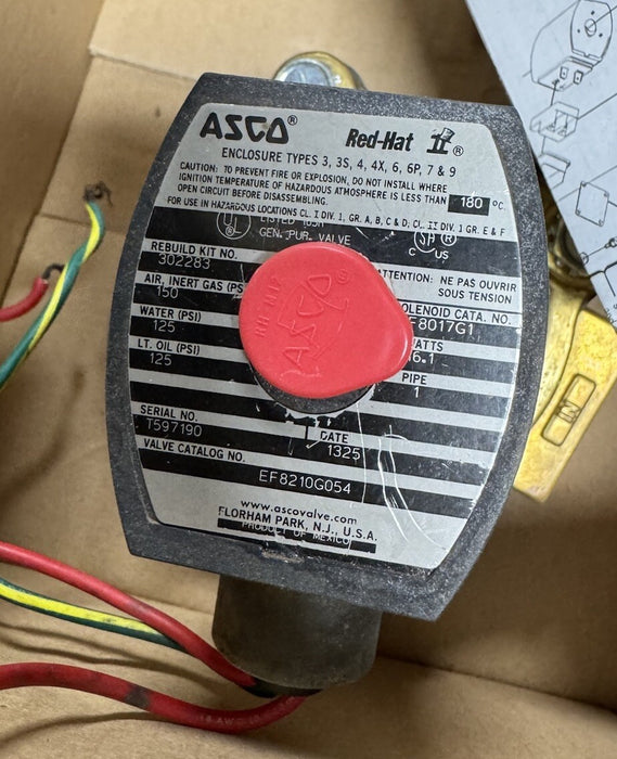VÁLVULA SOLENOIDE A PRUEBA DE EXPLOSIONES EF8210G054 NUEVA ASCO REDHAT DE 120 V, 2 VÍAS, 1" NC